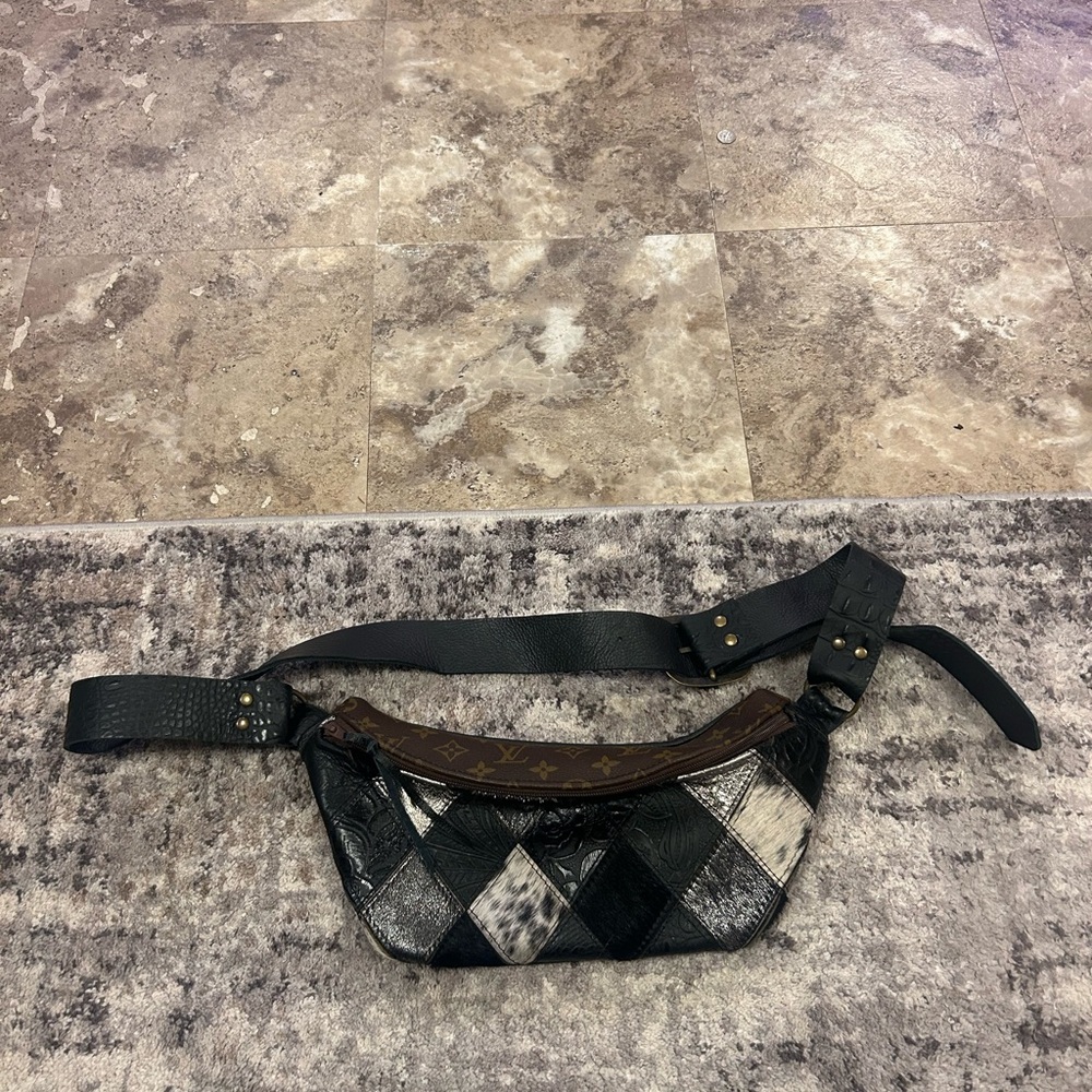 Patchwork Belt Bag with Adjustable Strap